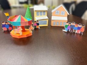 クリスマスマーケットのペーパークラフト